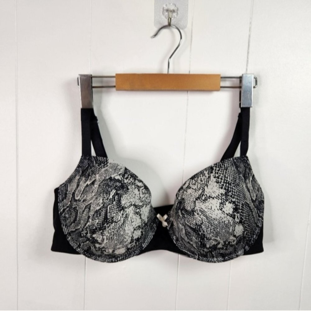 Penningtons TiVoglio Black Snakeskin Underwire Lightly Lined T-Shirt Bra 40DDD